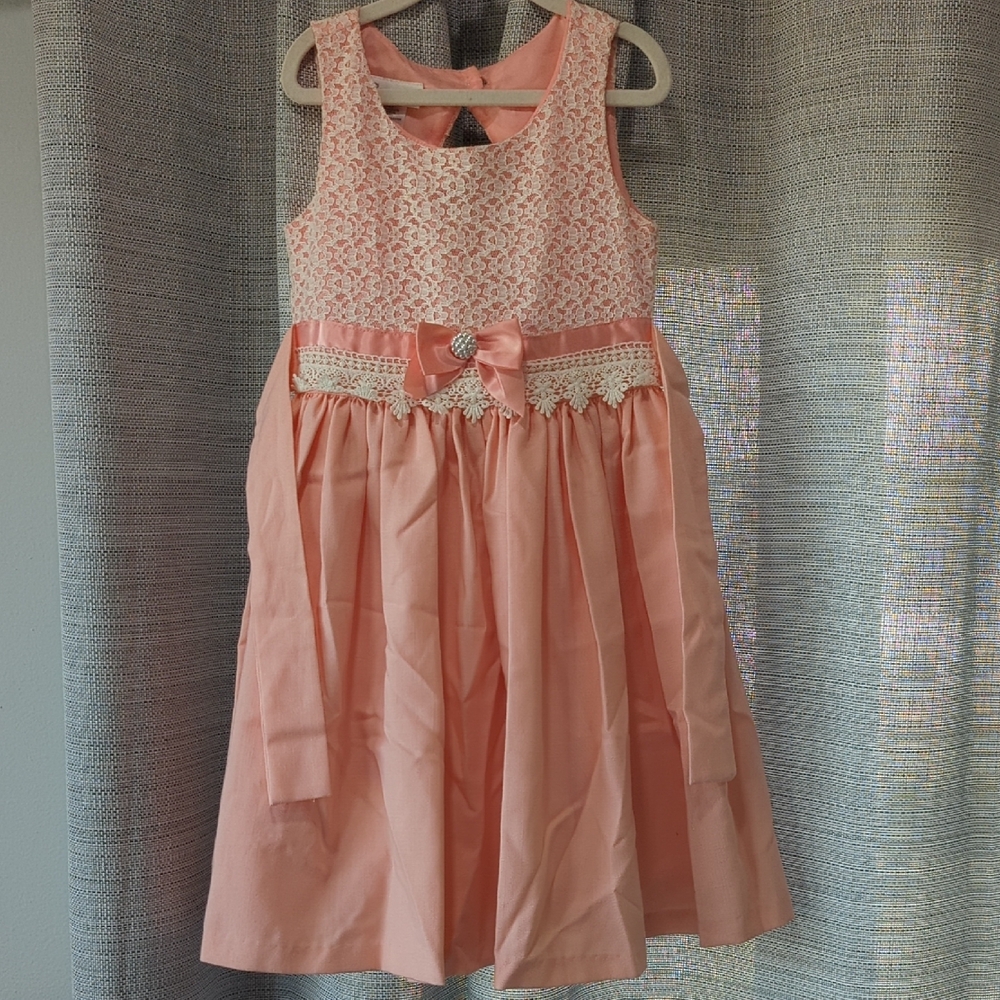 Bonnie Jean Orange Sleeveless Sundress for Weddings
